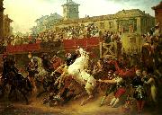 Theodore   Gericault carle vernet, la course de chevaux libres Spain oil painting reproduction